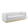 Modway Furniture Charisma Channel Tufted Performance Velvet Living Room Sofa White EEI-3886-WHI